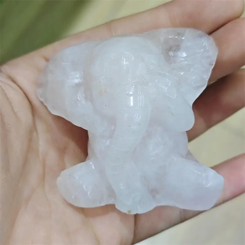 Natural Rose Quartz Ruby In Zoisite Elephant Carving Energy Gem Reiki Healing Home Decoration Gift Collection 1pcs