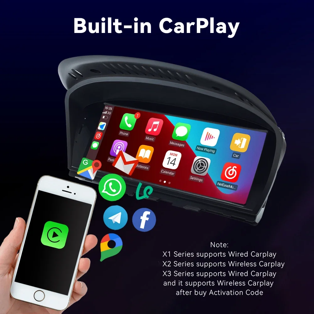 Xonric-راديو سيارة لاسلكي ، أندرويد 14 ، بي دبليو 5 سلسلة ، E60 ، E61 ، E63 ، E64 ، E90 ، E91 ، E92 ، E93 ، CCC ، CIC ، الوسائط المتعددة ، نظام تحديد المواقع والملاحة