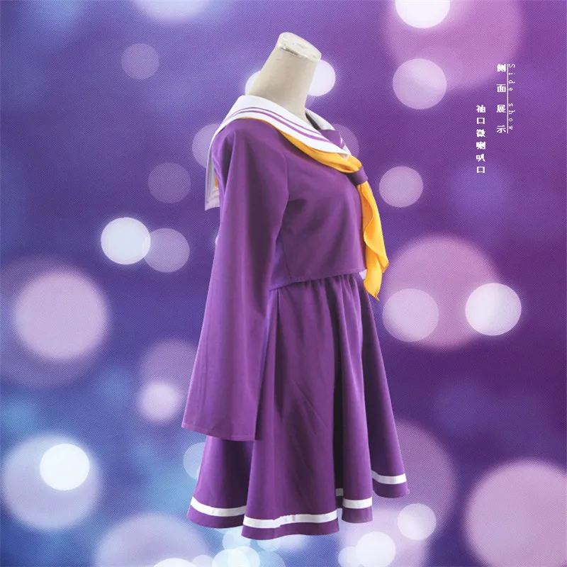 No Game No Life Cosplay Shiro Cosplay Costume inner Square Collar Skirt Girl Dress Dress Hair Wig XS-XXXL