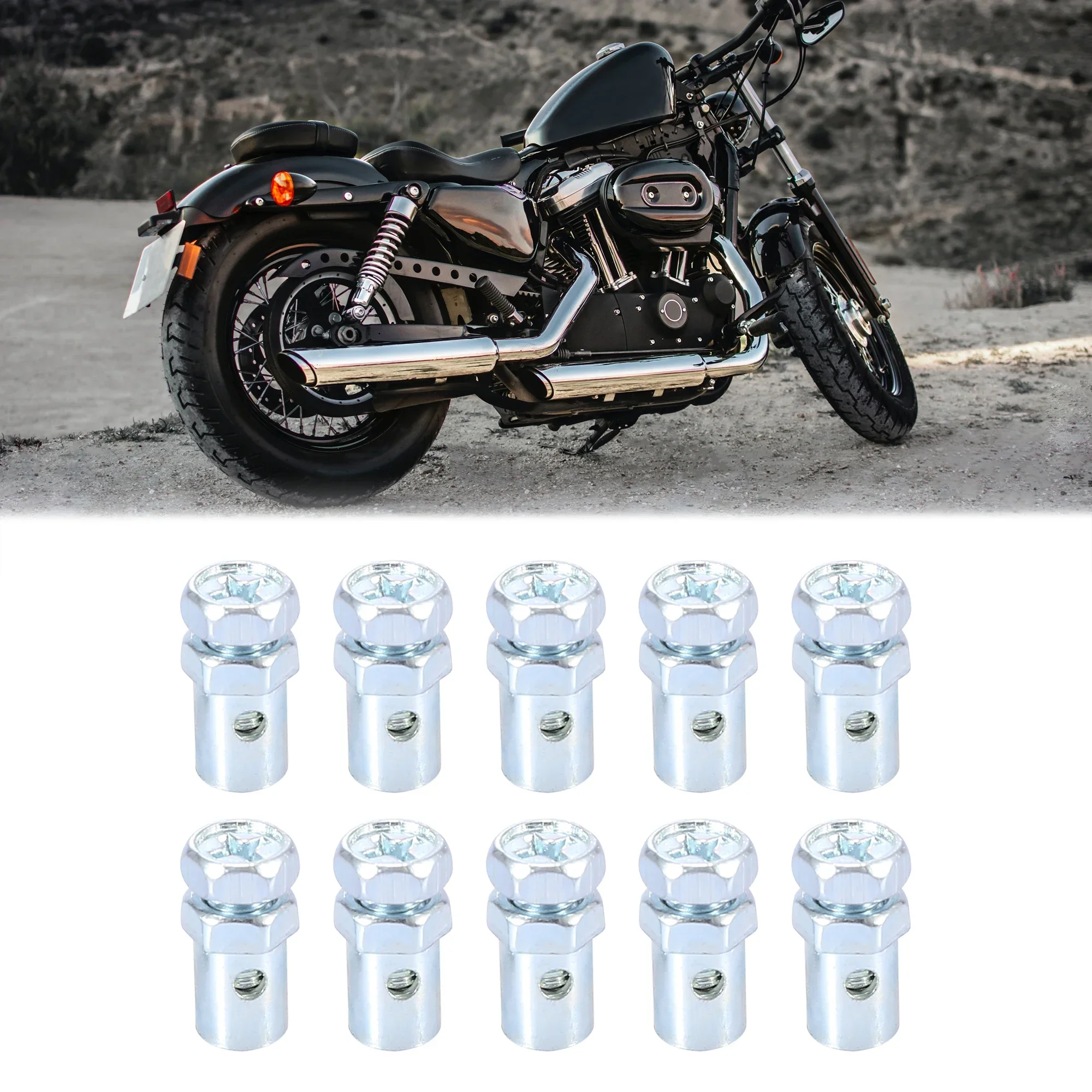 Universal 10Pcs Ucket Silver Tone Thread Dia Brake Cable Wire Solderless Nipple Screw for Motorcycle