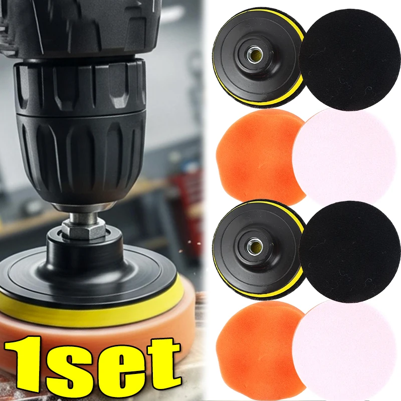 Car Beauty Polishing Sponge Plate Set Imitation Plush Waxing Angle Grinding Cleaning Sponge Wheel Set Electric Drill Polishing