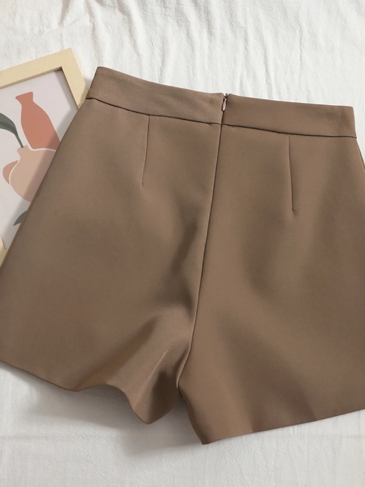 HELIAR Frauen Anzüge Shorts Weibliche Schärpen Mini Shorts Zipper A-linie Breite Bein Elegante Röcke Hohe Taille Shorts Frauen 2022 Sommer