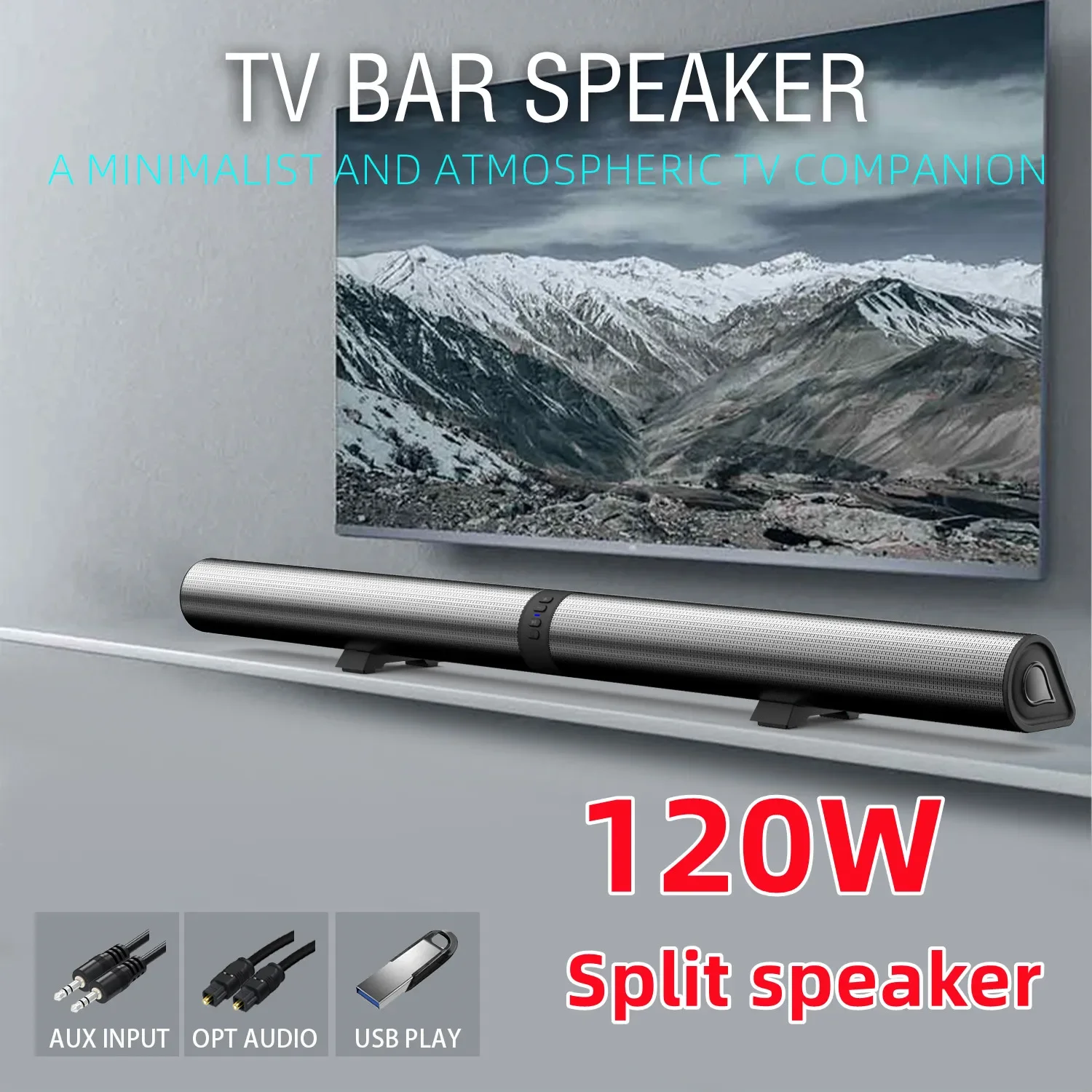 Imagem -02 - Alto-falante Bluetooth sem Fio Home Theater Surround Estéreo Subwoofer Multifuncional Suporte de tv Computador Soundbar Split Dobrável