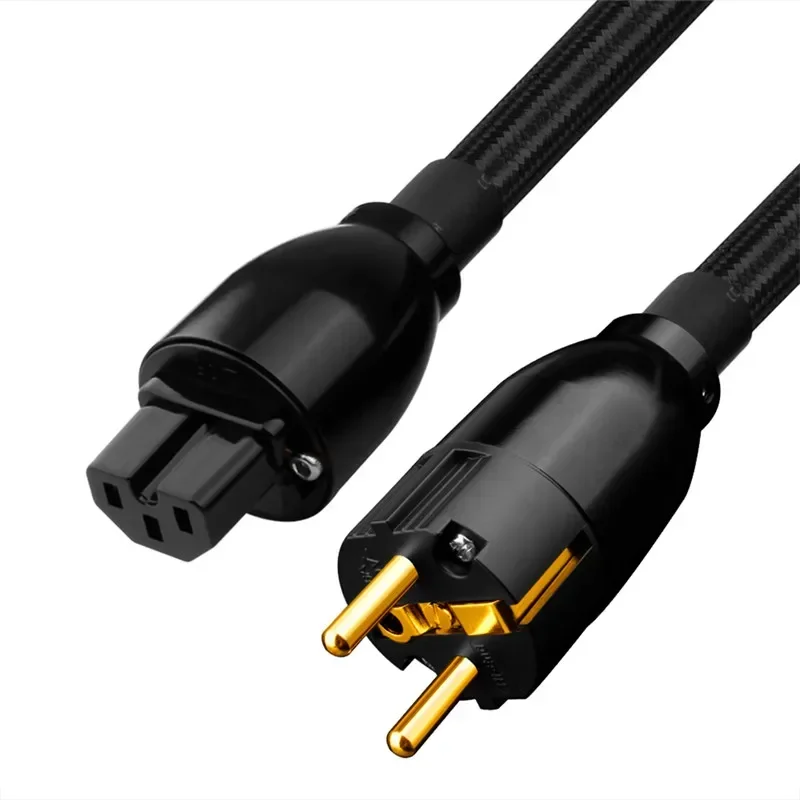 Upgrade AC Power Cable High Quality Oxygen Free Copper Connector Plug HIFI EU Schuko Cables 0.5M 1M 1.5M 2M 3M 5M