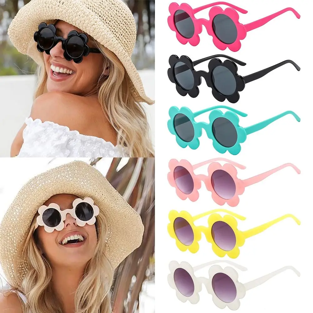 Cute Round Sunflower Sunglasses UV400 Protection Y2K Flower Shades Sun Glasses for Women