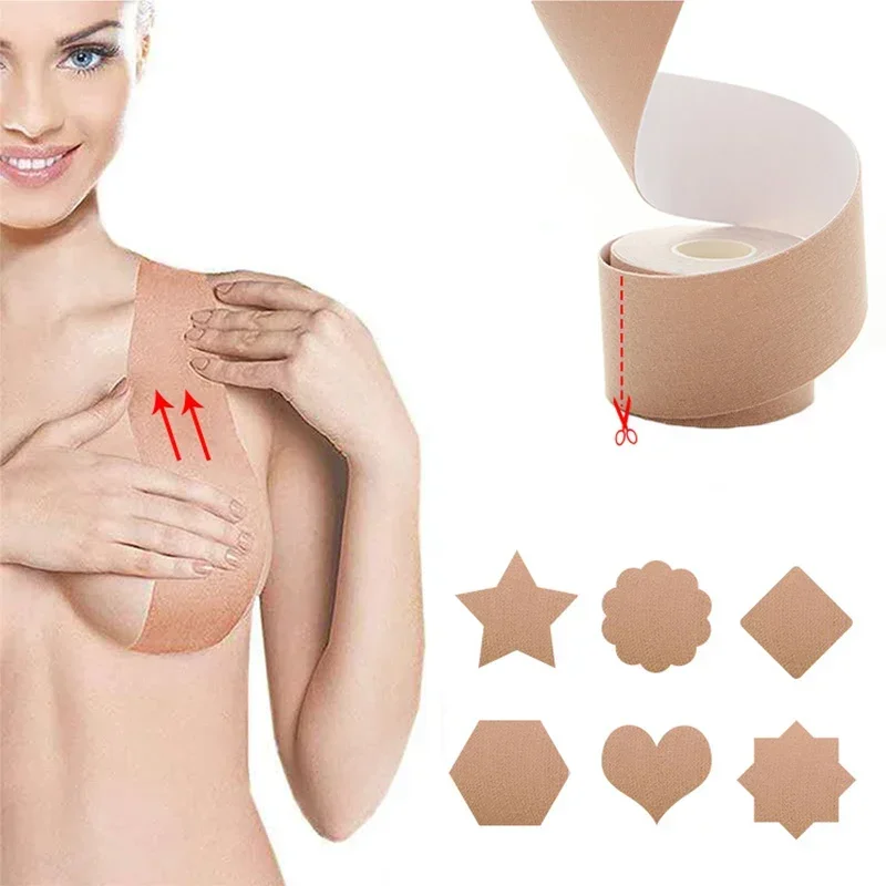 Women Breast Nipple Covers Push Up Bra Invisible Breast Lift Tape Adhesive Bras Stretch Cloth Chest Stickers Sexy Bralette