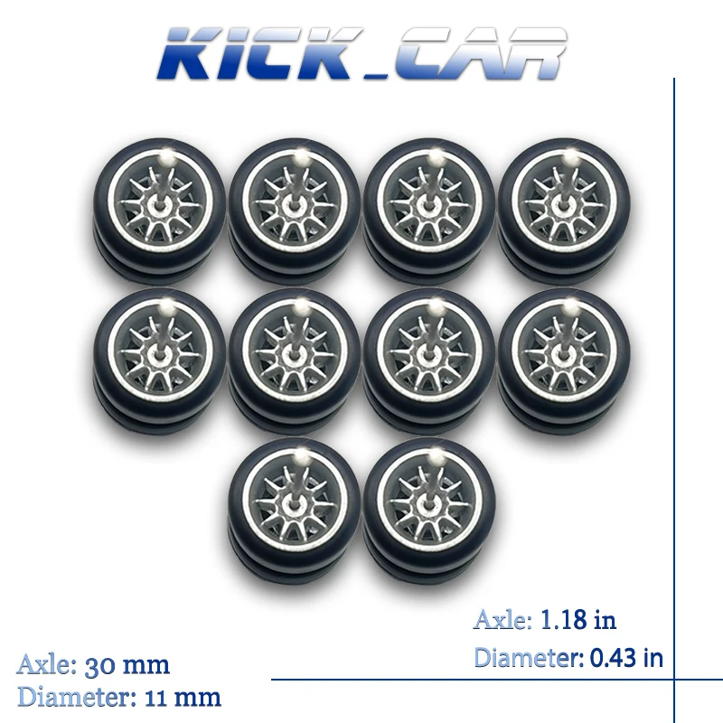 KicarMod-ruedas de juguete de color blanco alpino, neumáticos de goma alternativa para coches fundidos a presión, Hot Wheels, Hobby, piezas