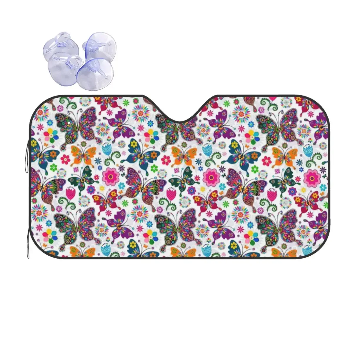 

Colorful Butterfly Windshield Sunsha Foldable Car Front Window Visor 76x140cm Car Window Windscreen Cover Sunscreen Curtain
