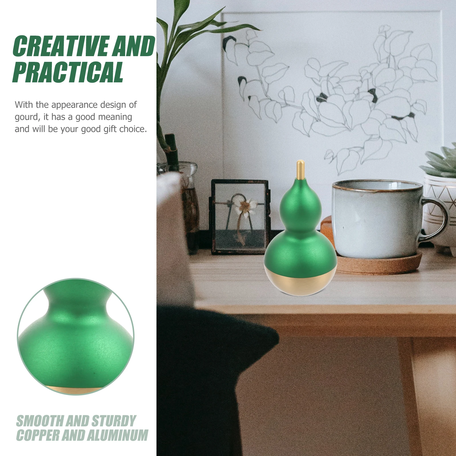 

Creative Stress Relief Gourd Tumbler Desktop Ornament Home Office Decoration Aluminum Crafted Exquisite Figurine Fortune Toy