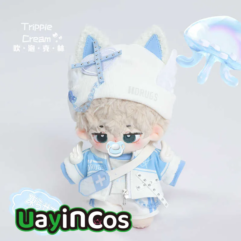 15cm Doll Clothes Kpop Subculture Fashion Cat Ear Hat Sportswear Suit Stuffed Plushies Plush Doll Accessories Anime Toy Kids Gif