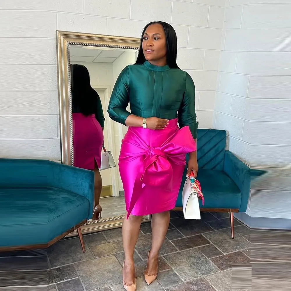 

Fuchsia Mermaid Skirt Without Top Knee Length Aso Ebi Girls Party Skirt African Women Birthday Skirts