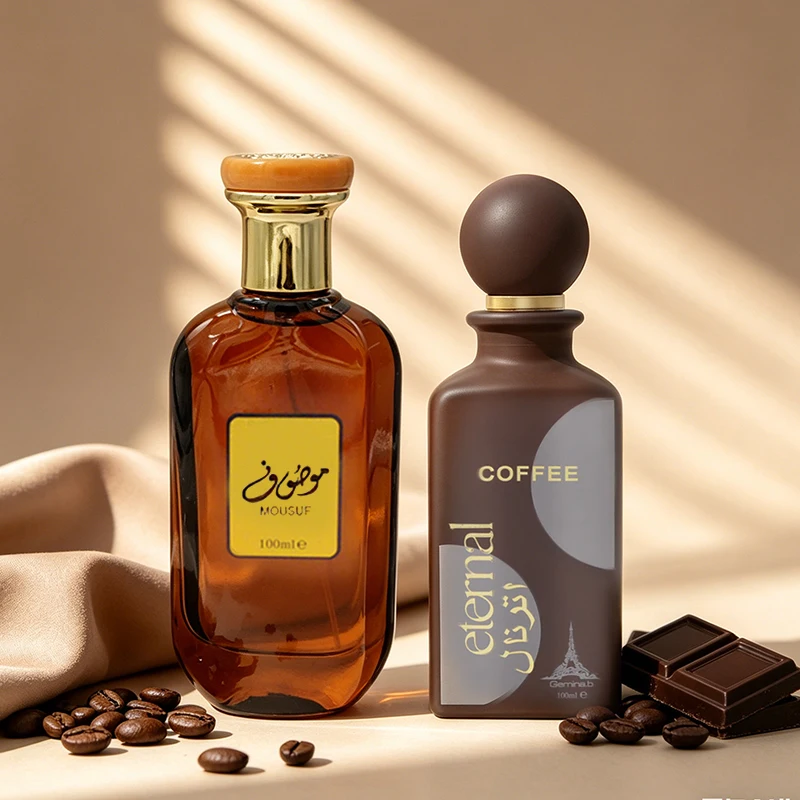 Paquete de 2 fragancias gourmet: Café 85ml y Mousuf 100ml EDP | Dúo de Latte Cremoso de Caramelo y Tabaco Oud con Chocolate Negro