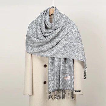 2024 หรูหราหนาผ้าพันคอผ้าพันคอผู้หญิงพิมพ์ใหม่ Wraps Pashmina Travel Poncho ผ้าห่มอุ่นฤดูหนาว Bufanda Shawl หญิงผ้าคลุมไหล่