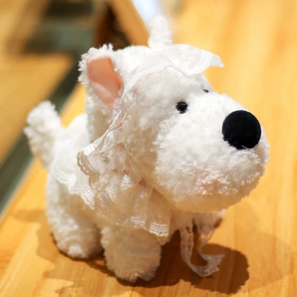 เด็กมาพร้อมกับตุ๊กตาแต่งตัว West Highland Plush ของเล่นน่ารัก Fluffy Plush Puppy ตุ๊กตา Plush ตุ๊กตาการ์ตูนตกแต่งบ้าน