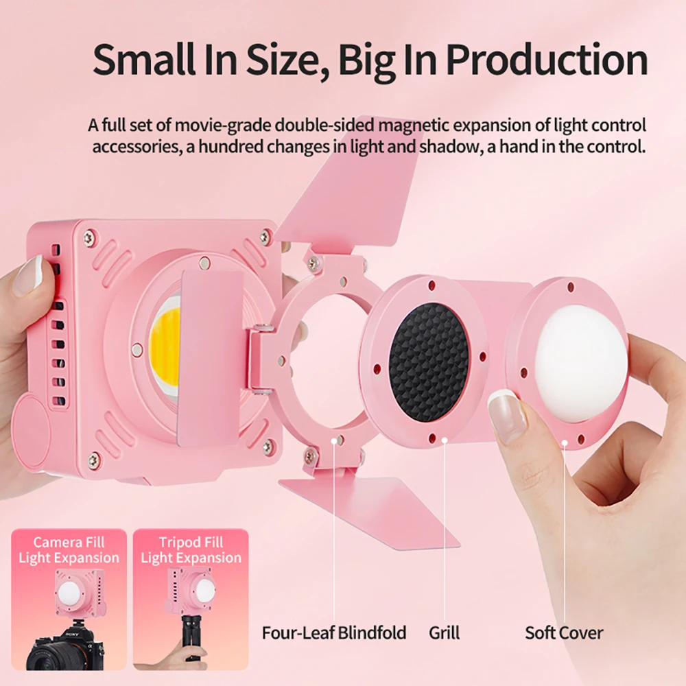 MIAOTU M20X Roze MINI Handheld Selfie Licht Draagbare Fotografie Invullichten Meisje 20W Magnetische Outdoor Schieten live verlichting