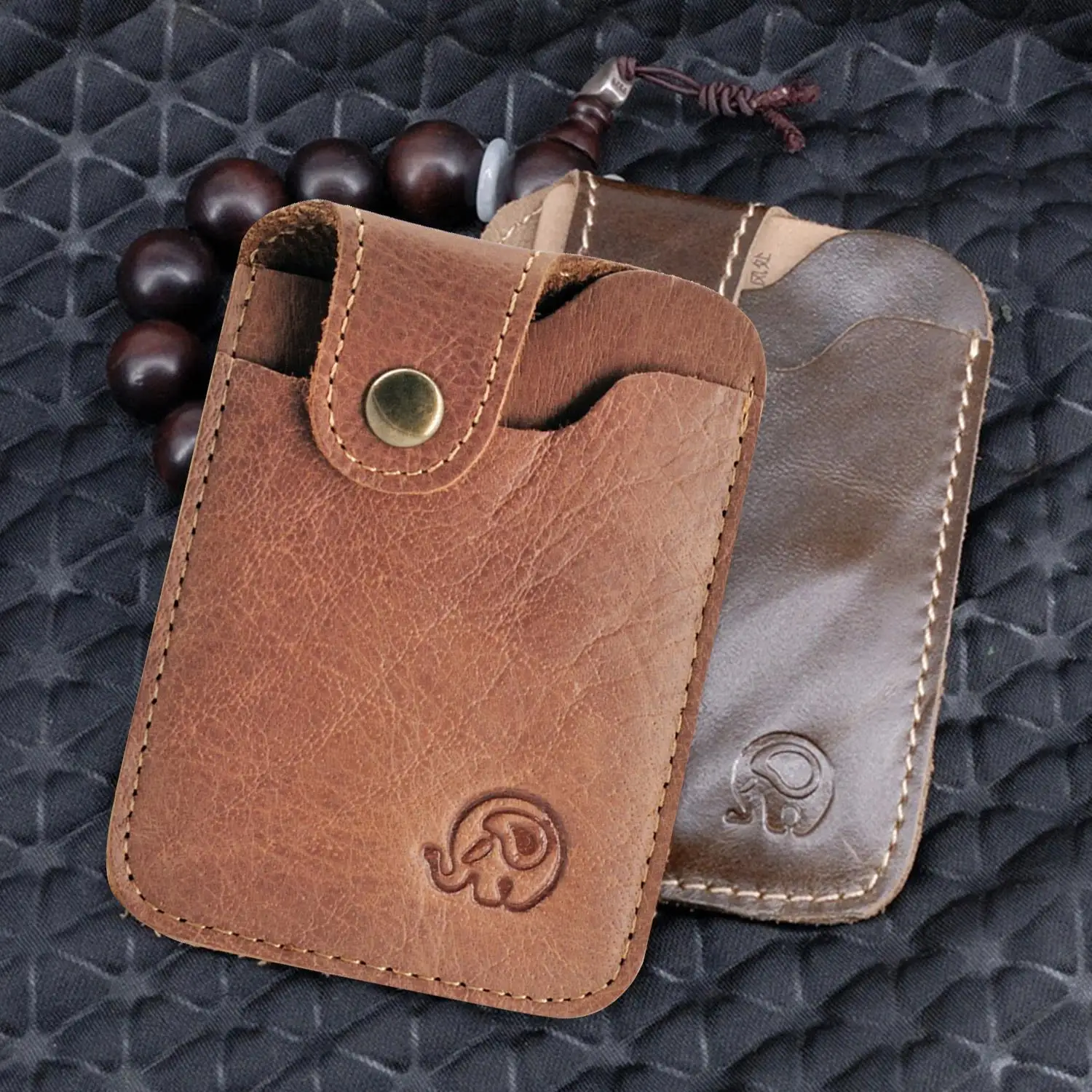 

Men's Leather Small Wallet Slim Credit Card Holder Black Thin Vintage Business Cards Pack Money Bag ID Card Case Mini Purse