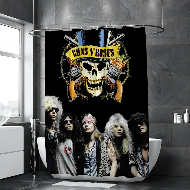 

EE01 для ванной комнаты Занавеска для душа Водонепроницаемая рок-пистолет Розы Ванные комнаты и аксессуары Рещи для ванной Складная перегородка Шторы!