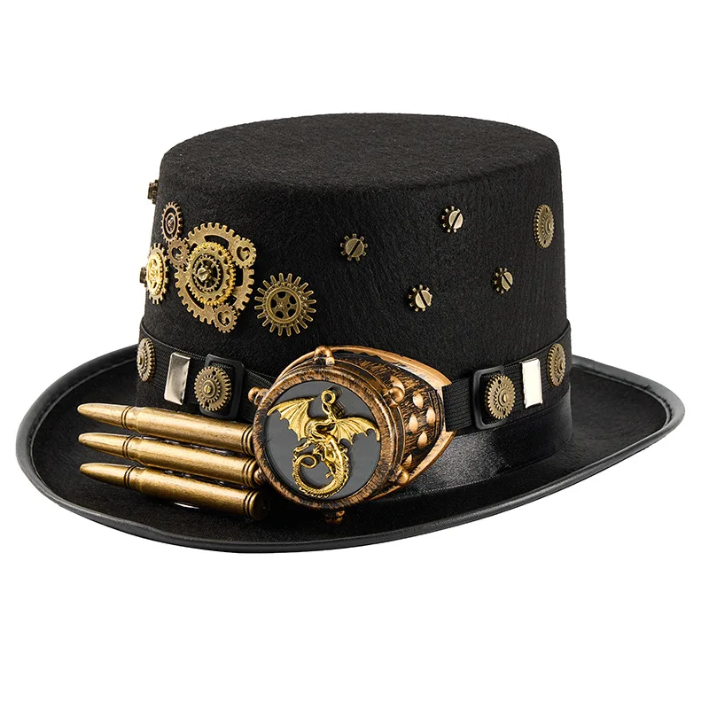 

Цилиндр в стиле стимпанк, готическая игрушка, пуля, одноглазые очки, декоративная шляпа в подарок для тяжелой промышленности, аксессуары для косплея на Хэллоуин