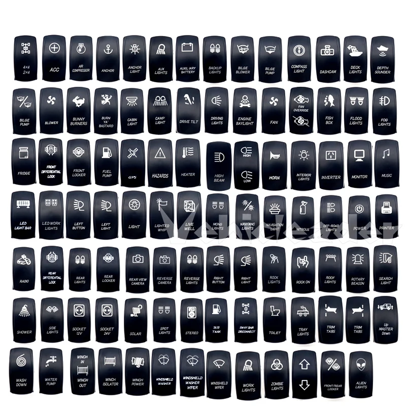 สวิตซ์ไฟ LED สีฟ้า12V 24V 7Pin (เปิด) สวิทช์โยกสำหรับรถยนต์เรือสวิตช์เปิดปิด5Pin กันน้ำ SPST สำหรับ ATV RZR RV ยานยนต์