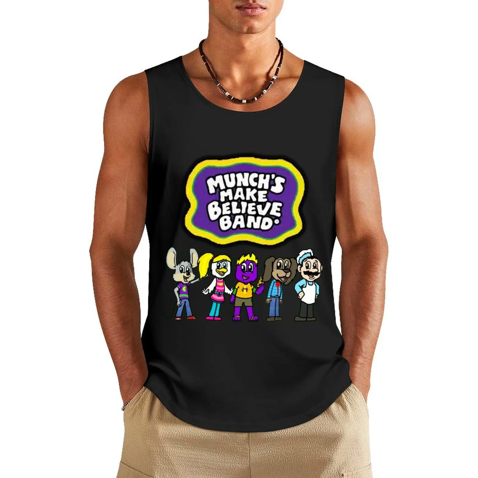 

Munch_amp_39_s Make Believe Band Tank Top sleeveless man shirts sleeveless vests sleeveless