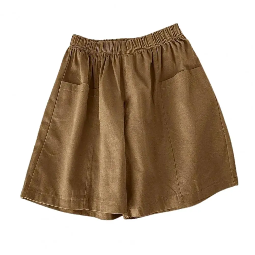 Pantalones cortos plisados de talla grande para mujer, Shorts con bolsillos de cintura elástica, uso diario informal, Verano