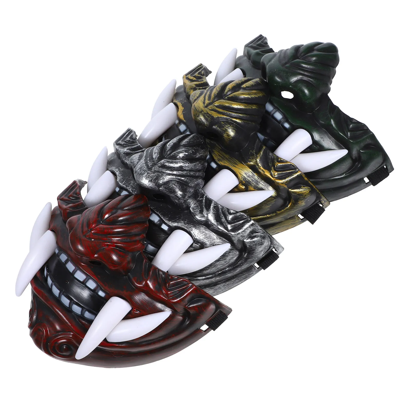 4Pcs Japanese Style Oni Face Mask Breathable Sturdy Plastic Cosplay Stage Party Props Japanese Mask Party Favors
