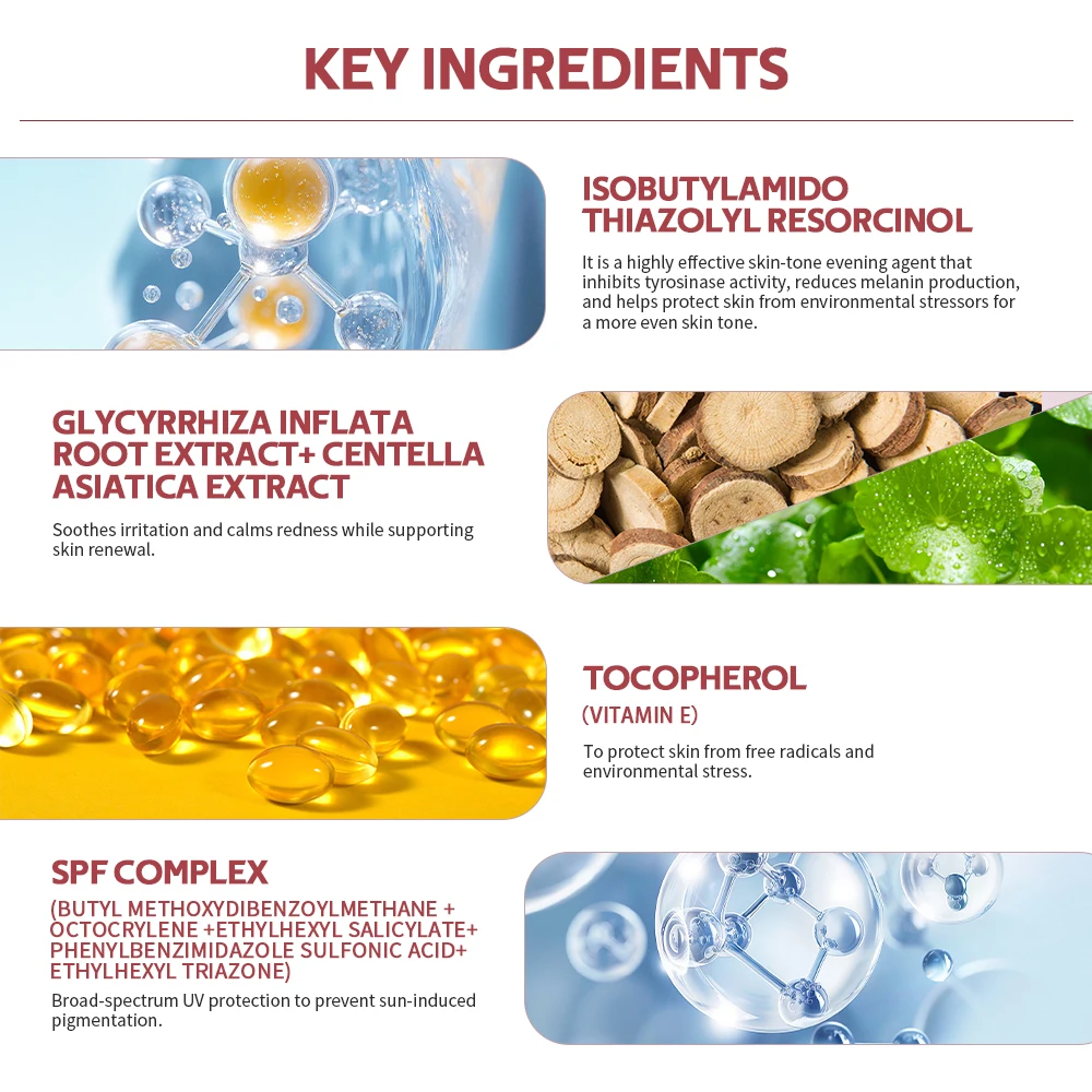 Lakerain Creme de Dia Anti-Pigmento Reduzem Manchas de Cor FPS 30 Protetor Solar Remove Manchas Escuras Adequado para Toda a Pele Creme Hidratante