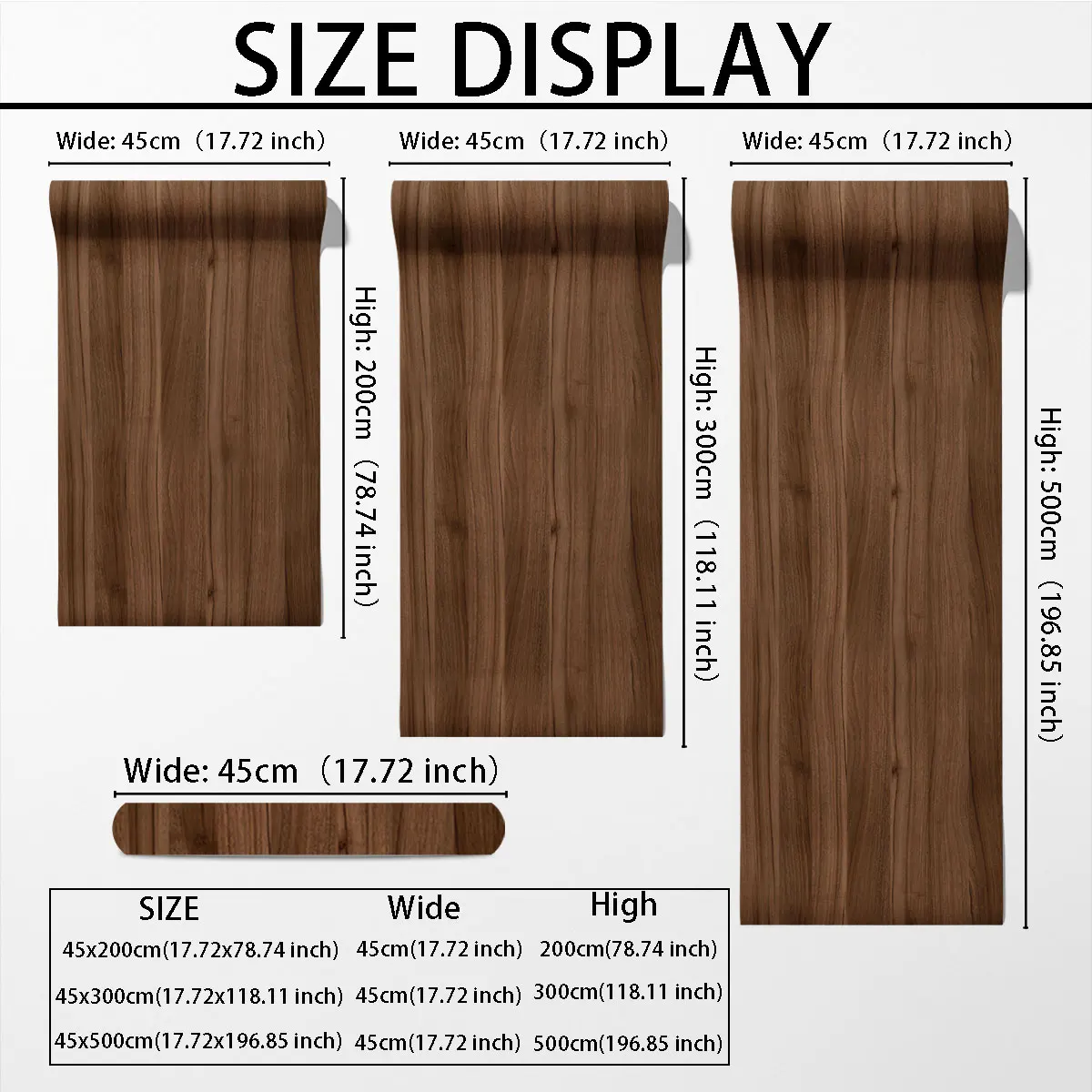 PVC self-adhesive walnut-grain cyclic wallpaper for wall decoration and concealing imperfections