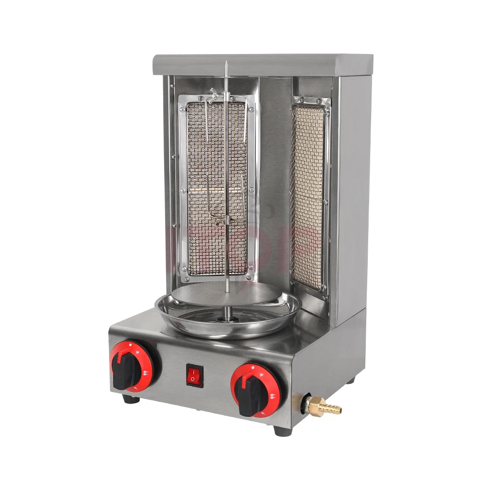 GZKITCHEN Gas-Shawarma-Maschine, Gas-Döner-Kebab, vertikaler automatischer rotierender BBQ-Grill