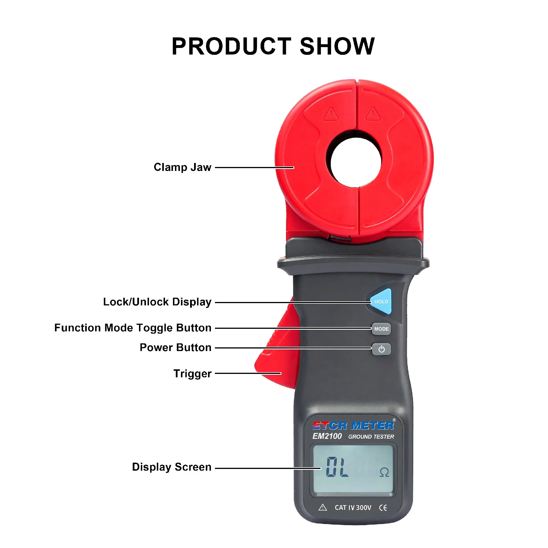 New  Clamp Earth Resistance Tester 1000 Current Leakage 30A 0.001 Resolution 99 Sets Memory ETCR2100A ETCR2100 ETCR2100C