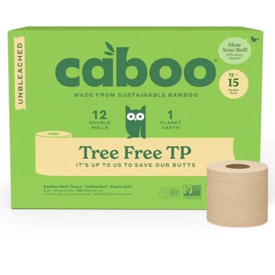 

Tree Free Unbleached Toilet Paper Plastic Free Packaging, Septic Safe, Eco Friendly, Chemical Free, Non Toxic 2 Ply Toilet Tiss