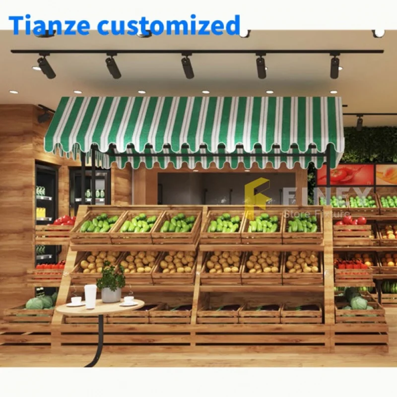 (Customized) Custom Modern Retail Vegetable Fruit Shop Interior Layout Decorating Design