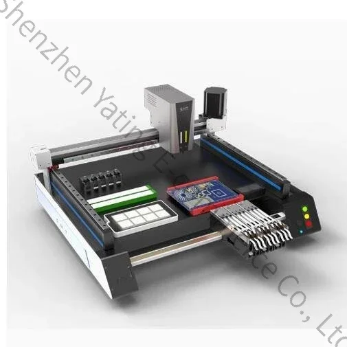 High-speed, fully automatic dual-vision PCB prototyping machine; compact desktop SMT pick-and-place machine.