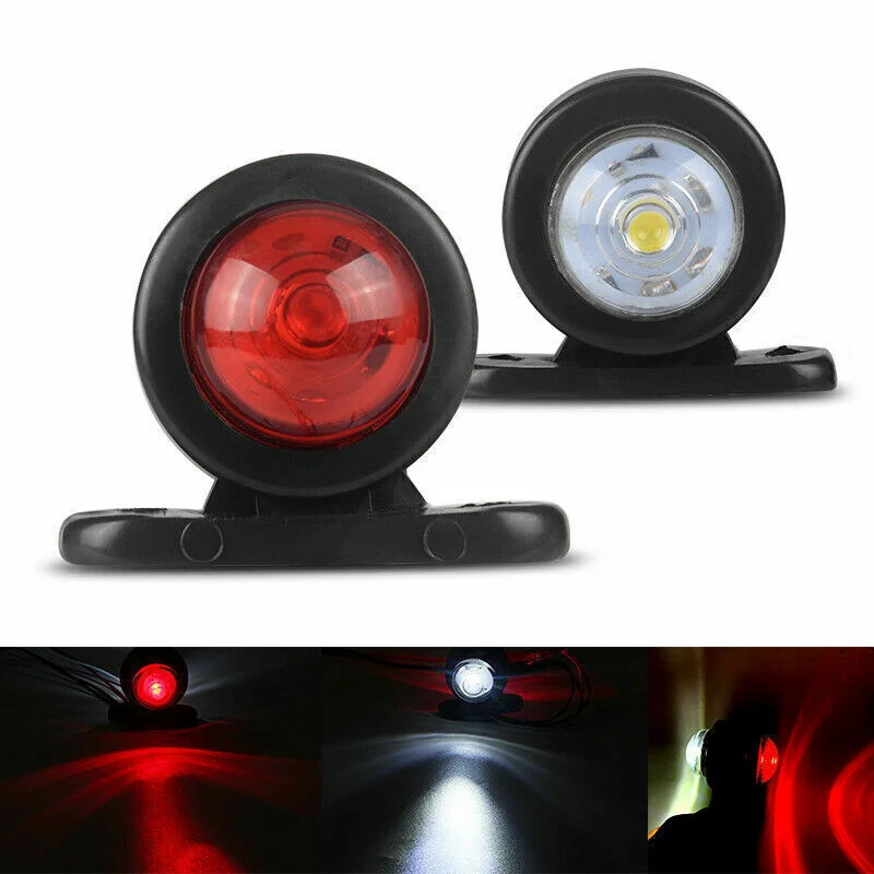 6x Red & White LED Corner Marker Lights - 55x66mm For Truck, Trailer, Van, Bus