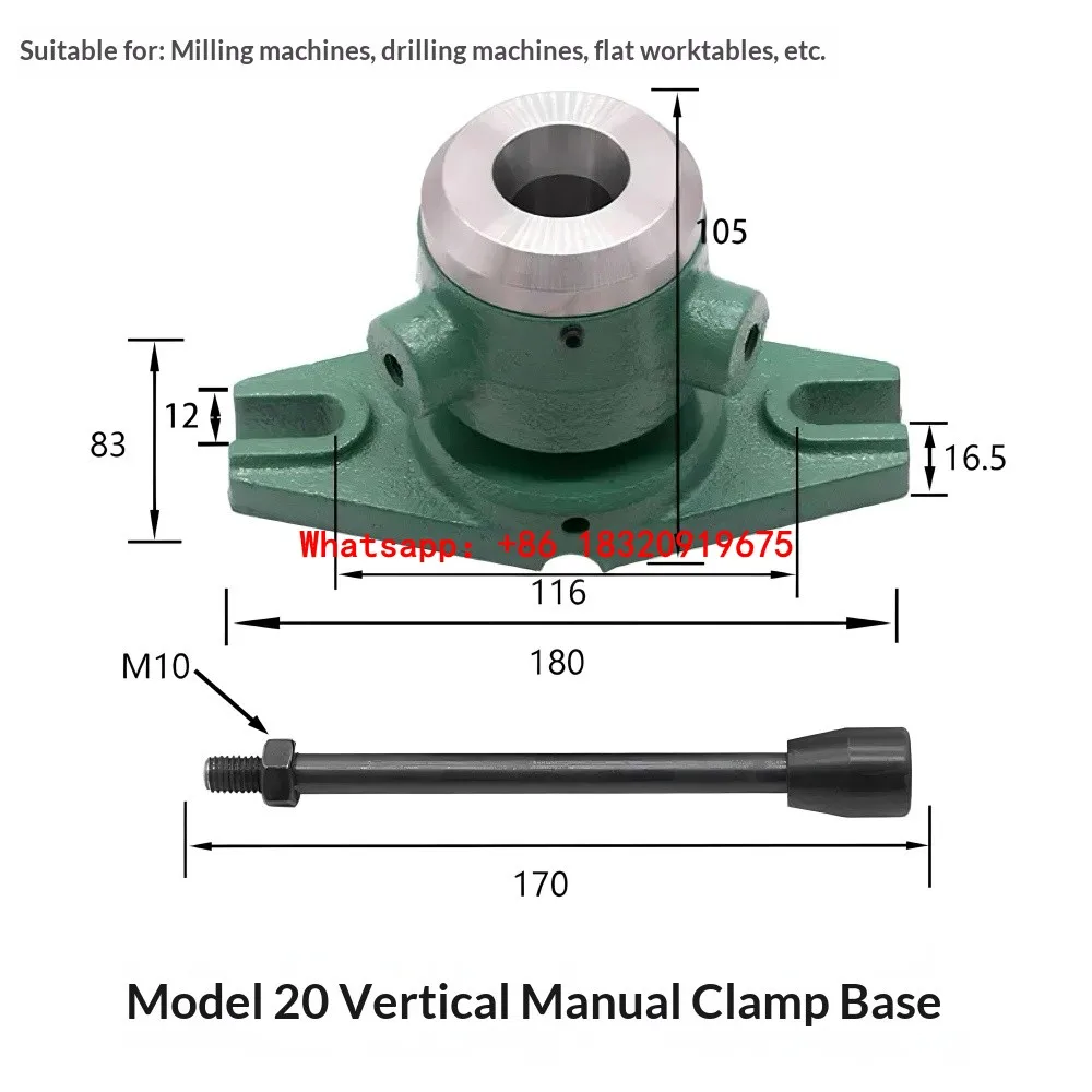 Cyclmotion Manual Quick-Clamping Vertical Collet Fixture Base (for Precision Lathes, Drilling, and Tapping) – Models 15/20/25/32