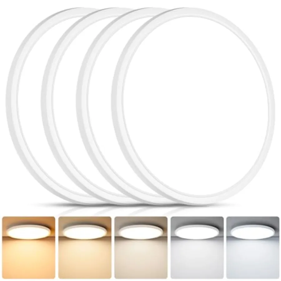 4Pack LED Flush Mount Ceiling Light Fixture 12 Inch 24W Super Slim 0.67 Inch 3200LM Dimmable and 2700K-6500K 5 Color Selectable