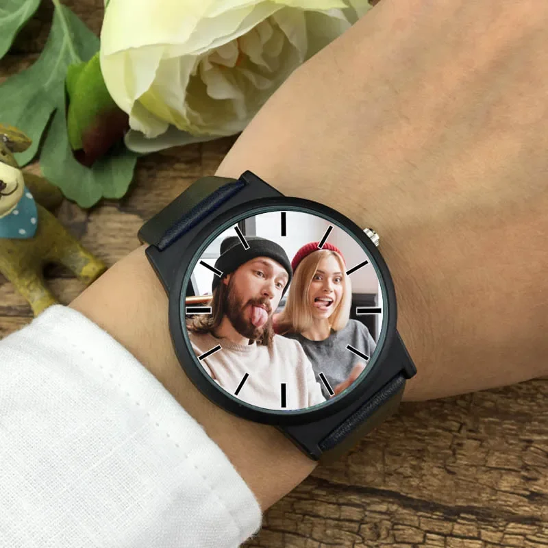 A3308 Design Your Own brand Logo Photo printing neutral clock Causal holiday gift oem drop shipping unisex personalized watch