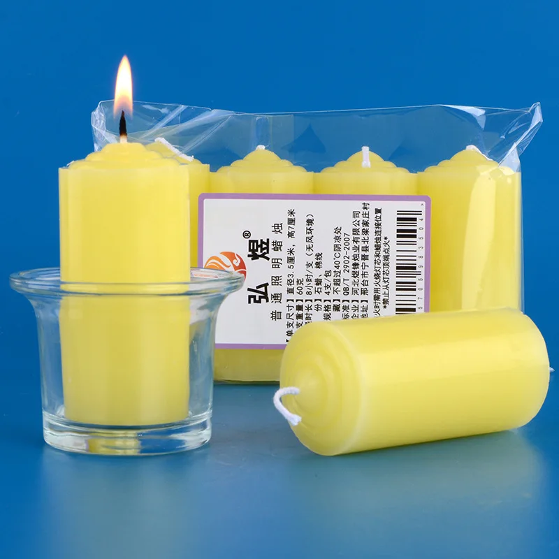4pc 3.5x7cm Colorful Thick And Short Candle Atmosphere Decoration Odorless Household Power Outage Lighting Candle Candlestick