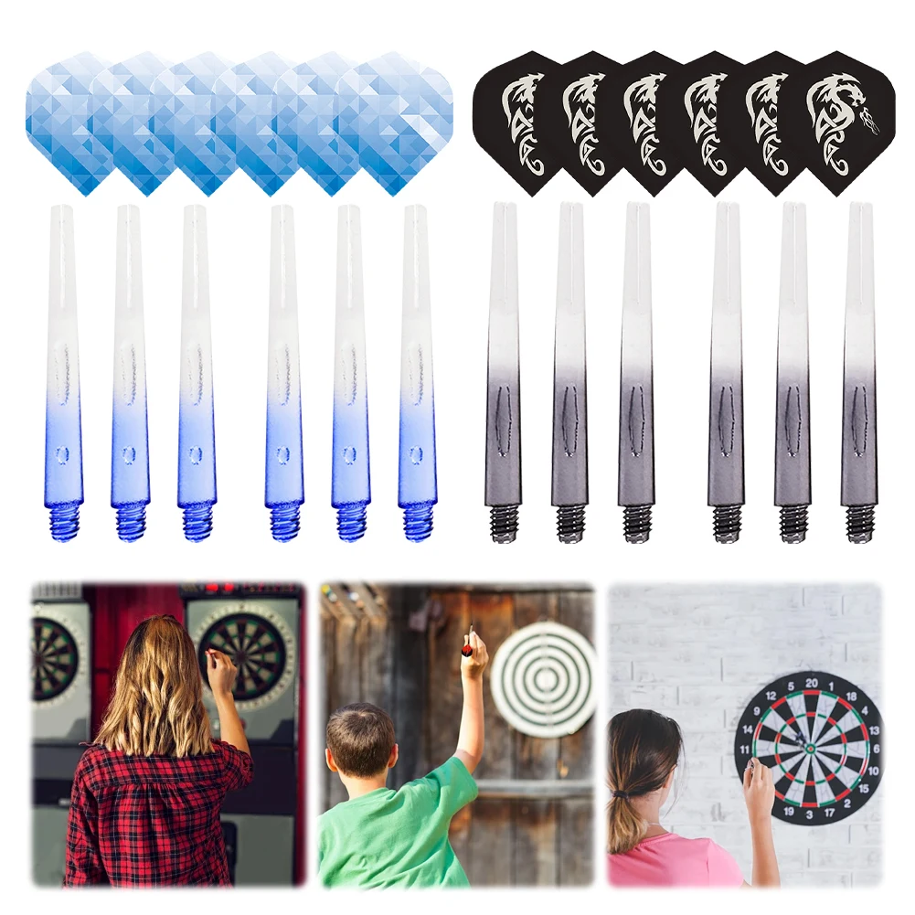 6 Set Dart Flights and Shafts Plastic Dart Pole Dart Wings Dart Flights Dart Shafts for Indoor Outdoor Training