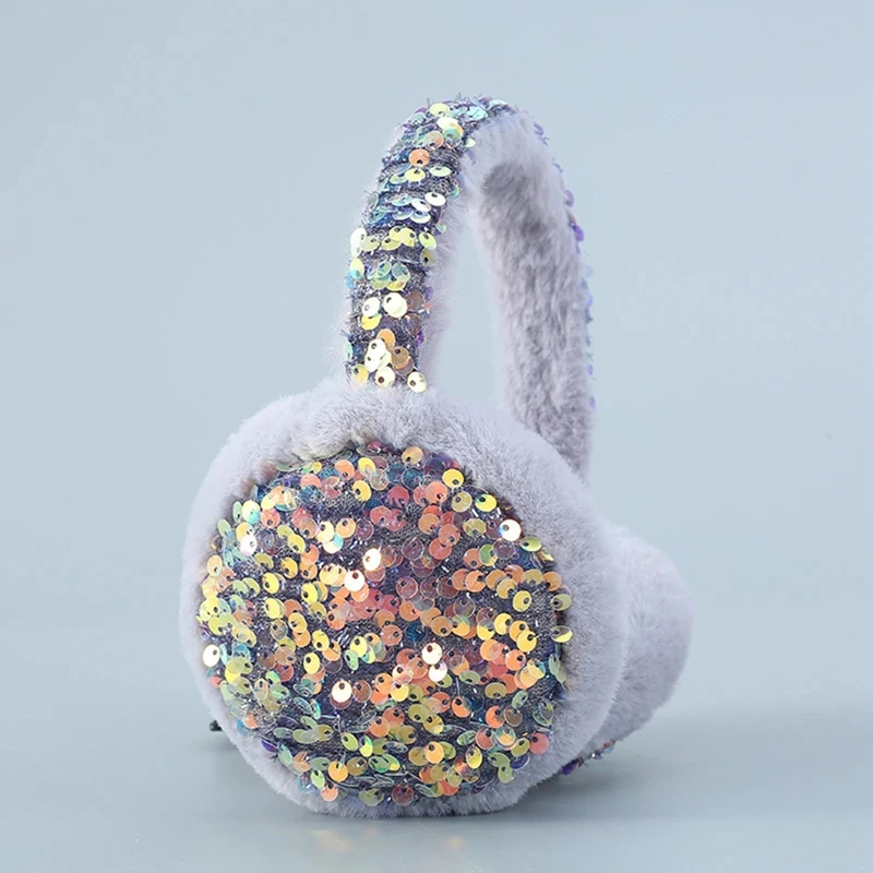 Glitter Sequin Plush Earmuffs Winter Keep Warm Soft Ear Warmer Women Rabbit Fur Earflap Cute Ears Cover Caps Skiiing Headphone