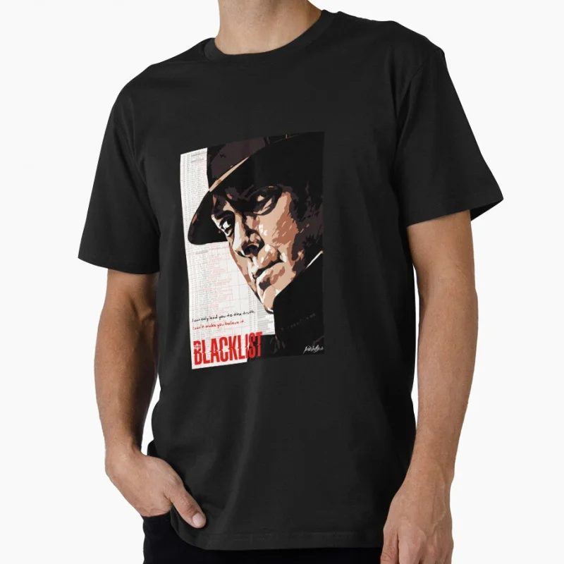 

Red Reddington Fan art Poster Vintage The Blacklist Gift shirt for man 100% cotton tv series Graphic Clothes All size Tops S-6XL