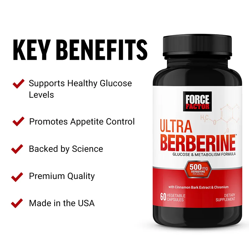 Ultra Berberine, Glucose & Metabolism Supplement, Cardiovascular Support, Heart Health, Appetite Control, 60 Veggie Capsules