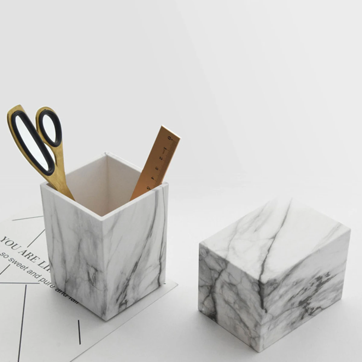 

Stylish Marbling Pen Holder For Desk Organization And Storage Solution
