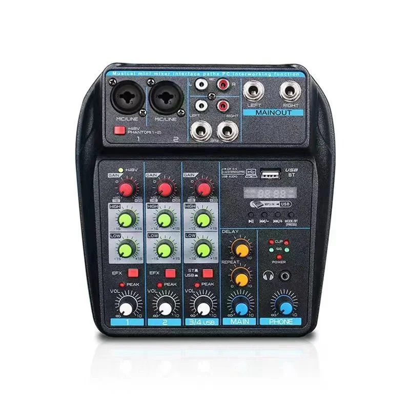 ELECT-Professional 4-Channel USB Audio Mixer Console With Bluetooth, Recording Capabilities For Djs And PC Mixing