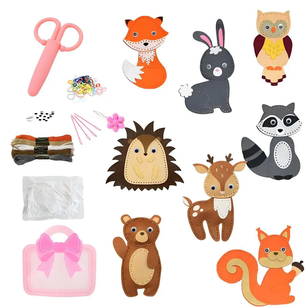 Animals Craft Kit Forest Creatures DIY Sewing Felt Plush Animals for Kids Fun and Educational Sewing Kit for Girls