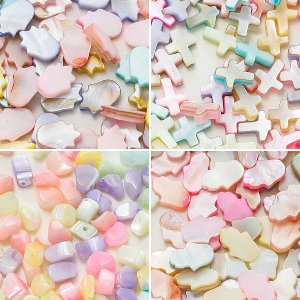 

Natural Shell Beads Multi-Shape Flat Loose Spacer Beads for Jewelry Making DIY Bracelet Necklace Accessories