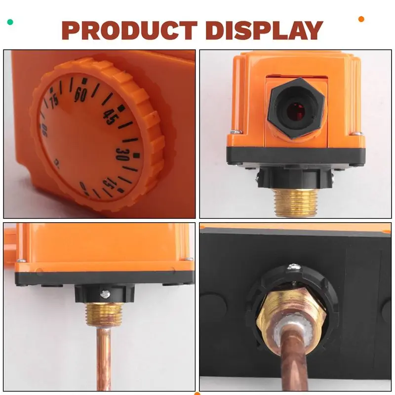 DT17 6X G1/2 Male Thread Hot Water Pipe Thermostat, 90°C High Temperature for Start Heating System Controller, 220V 16A
