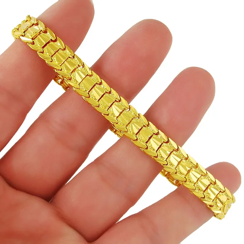 Korean Electroplated 24k Heart-Shaped Watch Strap Bracelet 10MM 8 Inches