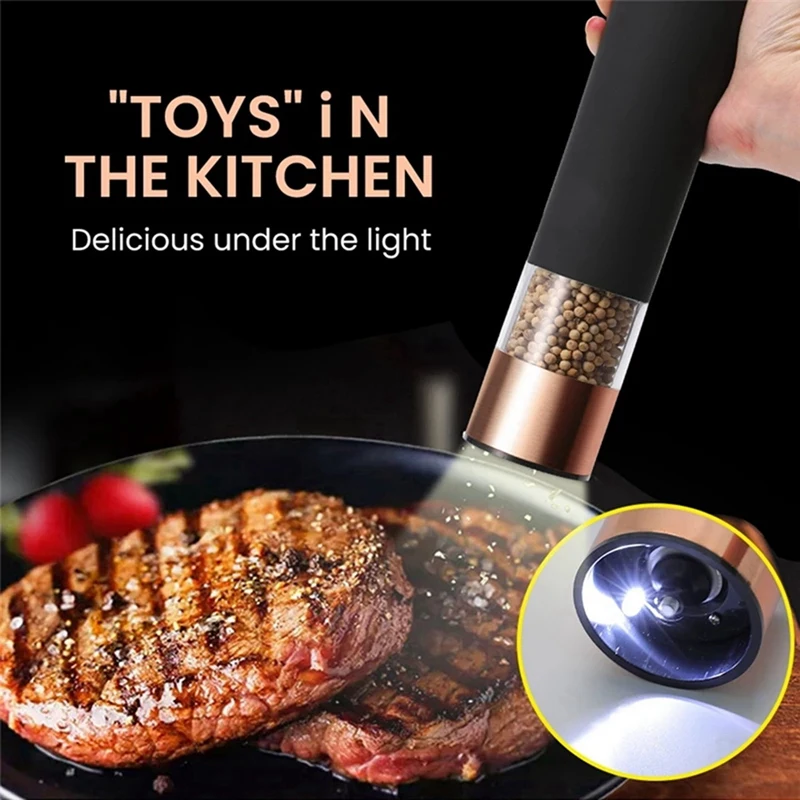 4Pcs Automatic Salt Pepper Grinder Electric Spice Mill Battery Powered Adjustable Coarseness Pepper Mill Kitchen -White