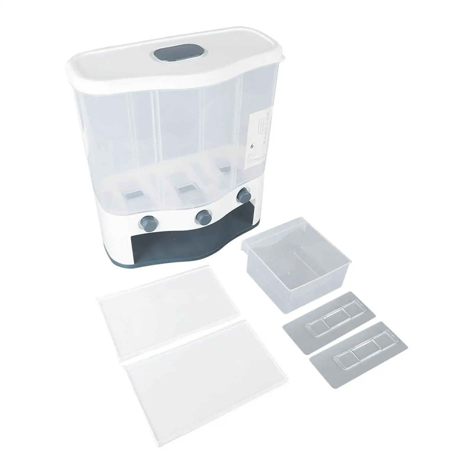 Grain Dispenser Space Saving 3 Grid Transparent Window 6L Waterproof Dry  Storage Box for Dry Goods